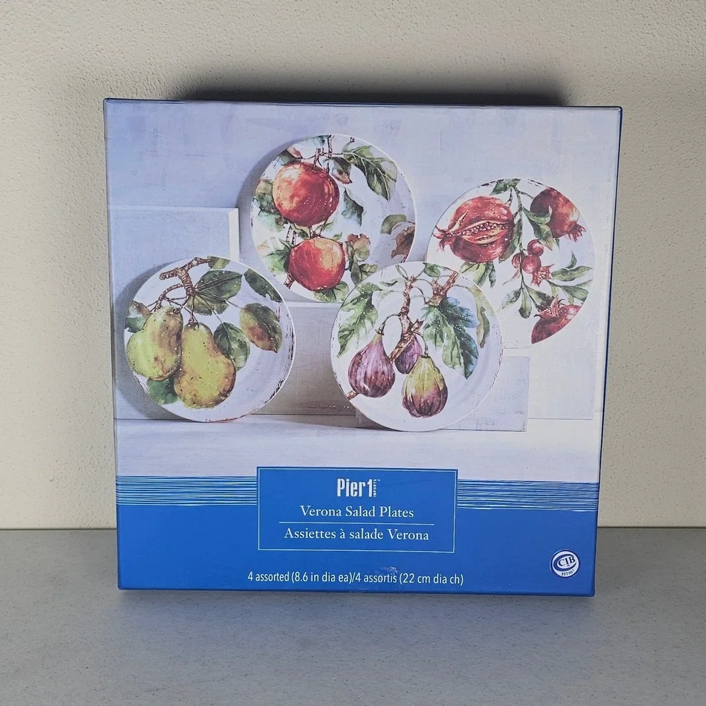 4 Pier 1 Imports VERONA Fruits Ironstone Salad Plates
